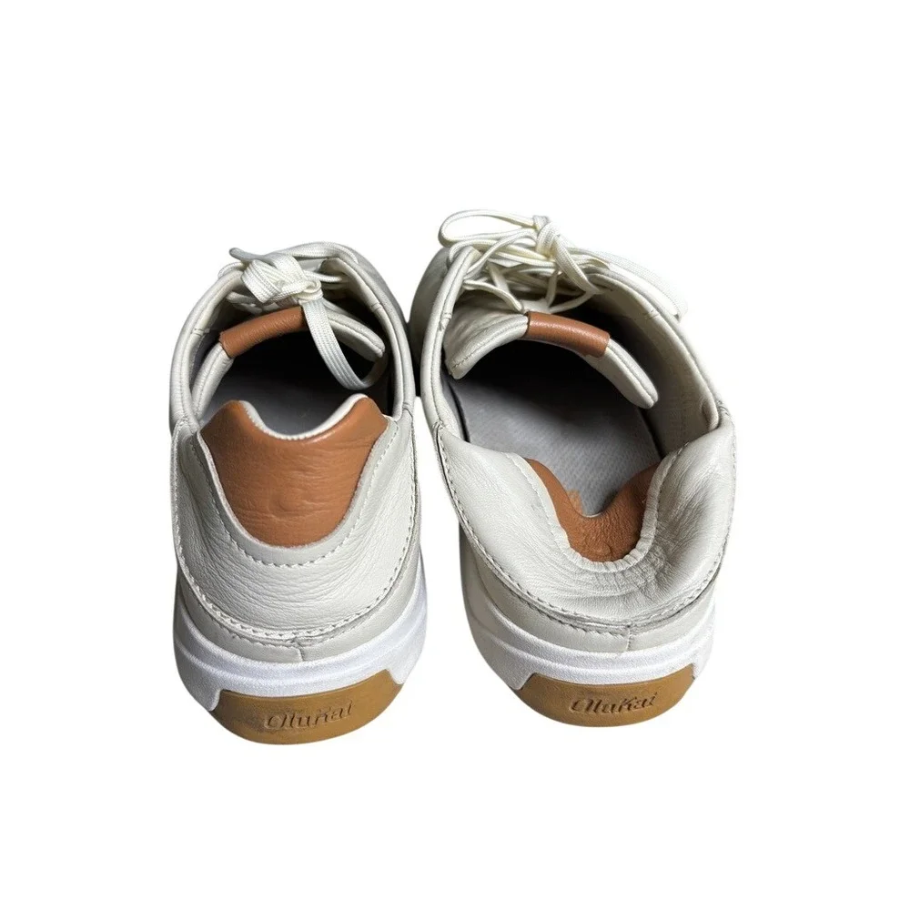 OluKai Lae'ahi Li 'Ili Mens Leather Sneakers Bone Tan 10397-2828